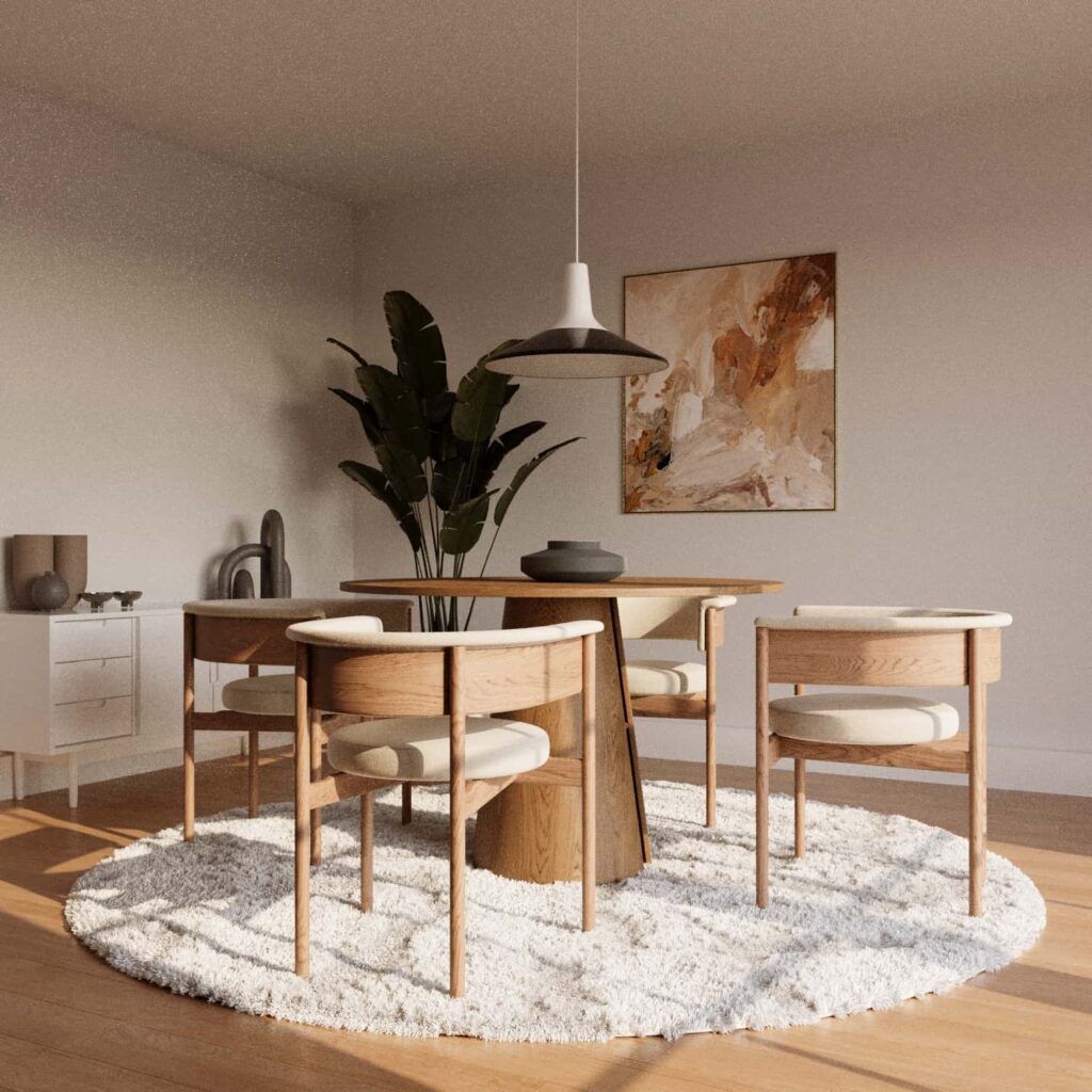 A product visualization of a dining table, rendered by our 3D artists.